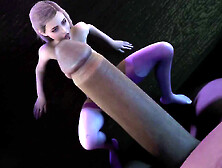 A blonde girl is trying her best to satisfy a giant's dick : 3D Porn