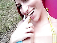 neat brunette and outdoor masturbation