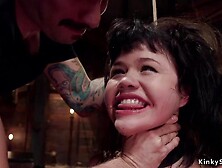 Hairy Gagged Asian Trainee Is Fucked