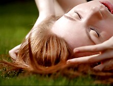 Highly adorable red-haired nubile opening up in nature