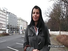 Stunning Brunette Czech Female Is Sucking My Dick In Public Place