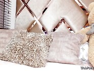 Busty Latina masturbates in bed on webcam show