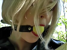 Blonde self bondage