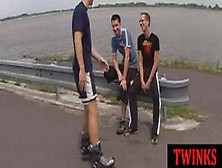 Bareback Twinkz - Amateur Twink Dickblowing In Trio Until Mouth Spermed