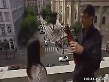 Euro Teen Whipped On Balcony