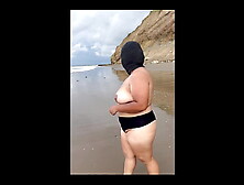 How nice - chubby Mexican slut strips naked on the beach