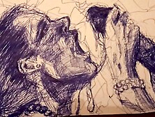 Sensual Finish with Mouthful of Sperm - Ballpoint Pen Freeflow Sketch Full HD Timelapse [Artwork#3]