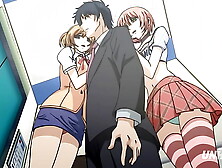 Elevator with Sexy Busty Skanks - Asian cartoon Uncensored [Subtitled]