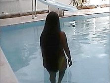 A Woman Of The Long Hair Enters The Pool