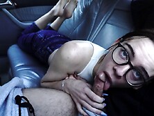 young mom paid blowjob until cum in mouth swallow in uber taxi