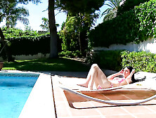 Large breasts gal snatch screwing snatch fingering in the garden