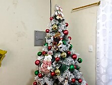 Stepfather finds his curvy stepdaughter masturbating on Christmas and they end up having sex