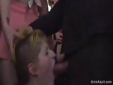 Blonde Gets Group Fuck And Facial In Bar