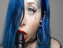 Emo Latex teen 18+ Masturbation With Dildo