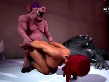 Mutant Monsters Fuck Ginger In Alley | Gigantic Dick | 3D Animated | WildLife