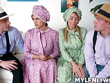 MILFs Pristine Edge and Penny Barber swap some old Amish folk dudes
