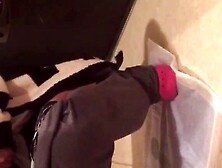 Japanese babes golden stream fills the container on camera