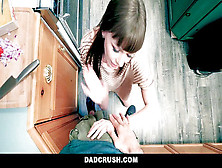 Dadcrush - Cute Teen Deep-Throats Off Stepdaddy's Giant Wood