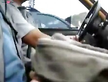 Military Man Strokes In The Cab