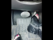 Hard pumping grinding stomping on my gas pedal with my stiletto boots