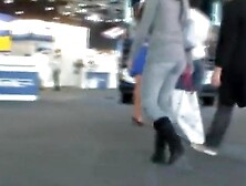 Amazing street candid filmed by an voyeur man