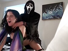 Ghostface rides a slutterfly - masked dom mounts squirt queen Vanessa Cliff