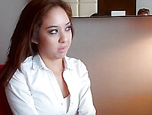 Office Black Pantyhose Footjob 3