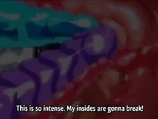 Orgy in the bathroom while two lesbians fuck with a big dildo | Anime henta