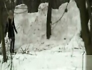 Russian Maid Gets Caught Peeing In The Snow