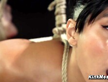 Lesbian sub OTK spanked before fucked