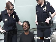 Two Uniformed White Milfs Slammed Outdoors By Black Dick