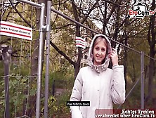 German Guy Flirt With Blonde Legal-Age Petite Teen 18+ And Seduced Her For Public Sex