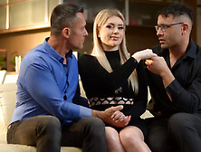 Anal-loving blondie Georgia Koneva gets roughly fucked in the living room