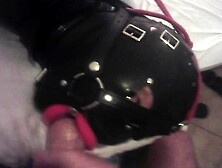 Milf hogtied in latex and high heels with a lip open mouth gag POINT OF VIEW. Great mouth fucking action