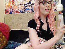 Tgirl In Cute Tea Dress Masturbating For You