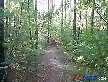 Chubby Girl With Big Booty Walking Nude In Forest