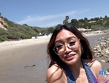 Brunette Jade Kimiko with hot ass gets fingered in a car
