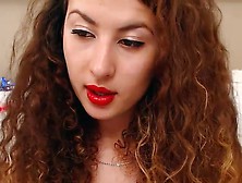 Curly Brunette With Big Boobs On Cam