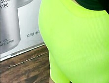 Watch Through Yellow Leggings Doing Laundry