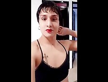 Shemale sissy plays with her big ass and masturbates her cute cock,  anal carrot