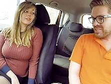 Fake Driving School Her big 34F TITS Bouncing during driving lesson evaluation