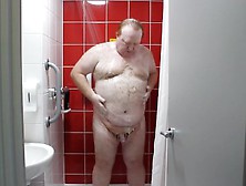 Daddy Bear Showering In Hotel