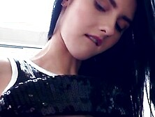 Bombshell freaky coed Crystal Greenvelle cant keep her hands off her lush butt or gigantic hooters.  When Neeo walks inside