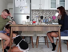 Sexed the housekeeper in front of his wifey! Very SEXY GIRL!