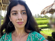 Public Cumwalk in Cafe,  Eating Pasta Carbonara with Cum on Face
