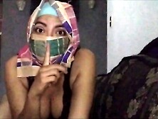 Real Arab In Hijab Masturbating To Squirting Climax While Fiance..  Shh Almost Caught