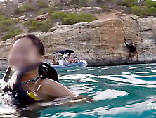 REAL Outdoor public sex,  showing twat and underwater cream pie