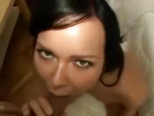 Glamorous dark brown receives her cookie filled with cum.