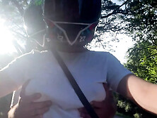 I picked up a DIDI client without a bra and he noticed my big tits