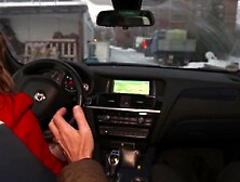 Pleasant large booty brunette hair screws in the car and in the office